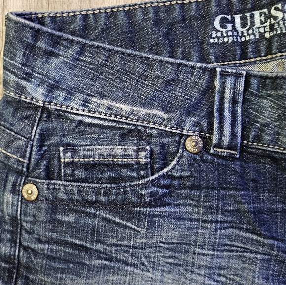 Guess Dark Blue Jean Shorts Stretch 28 - Picture 3 of 7